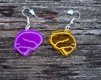 Brain Earrings (Plain, Yellow and Purple)