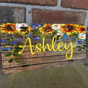 Sunflower Monogram Car Tag| Monogram Car Tag| Personalized Car Tag| Sunflower Car Tag| Sunflower Tag| Monogram Tag| Sunflowers