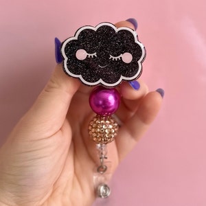 Black Cloud Badge Reel, Badge Reel Nurse, Badge Reel Custom, Badge Reel  Personalized, Badge Reel Glitter, Badge Reel RN