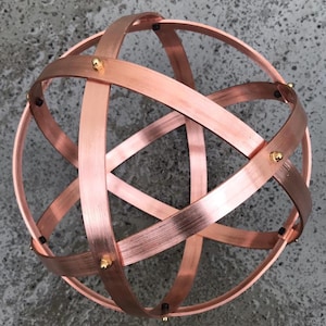 Genesa Crystal copper 21 cm diameter 15 mm wide bands and fixing with brass blind nuts