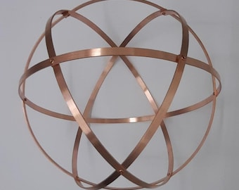 Genesa Crystal copper 32 cm diameter, 10 mm wide bands and fixings with copper rivets