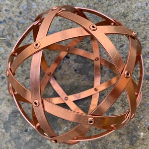 Genesa Pentasfera copper, 16 cm diameter, 10 mm wide bands and fixings with copper rivets