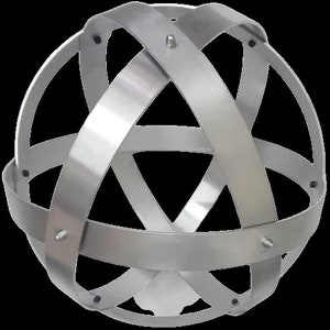 Genesa Crystal in Brushed Natural Aluminium, 25 cm in diameter, bands 25 mm wide, symmetrical braided, fixed with grey blind nuts