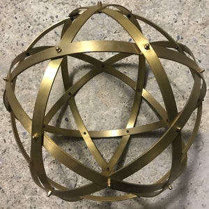 Genesa Brass pentasphere, 32 cm in diameter, 10 mm wide bands and fasteners with blind brass nuts