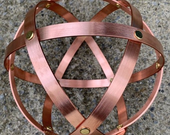 Genesa Crystal copper 21 cm diameter 15 mm wide bands and fixing with brass studs