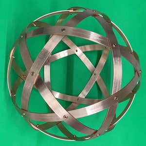Copper Pentasphere, 32 cm diameter, 20 mm wide bands and fixed with blind brass nuts