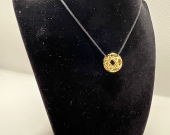 Gold plated Genesa Pentasfera pendant 17 mm in diameter: bronze alloy and brass