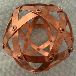 Genesa Pentasfera in copper, 10 cm in diameter, fixing with copper rivets: always carry it with you
