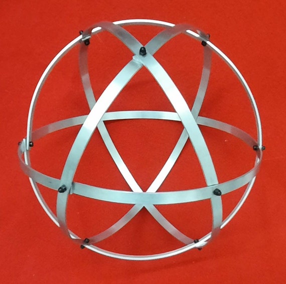 Genesa Crystal in Polished Natural Aluminium, 25 Cm Diameter With 10 Mm  Wide Bands, Symmetrical Braided Black Blind Nuts Fixed 