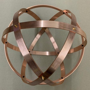 Genesa Crystal copper 32 cm diameter, 20 mm wide bands and fixings with blind nuts