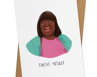 Treat Yo'self A6 card | Inspired by Donna Meagle | Parks and Rec | funny birthday card | Treat Yoself