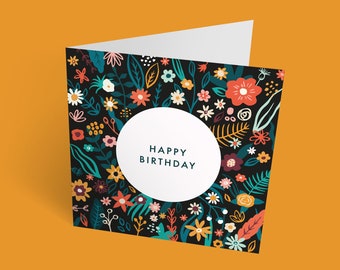 Floral Happy Birthday Card | Pretty Birthday Card | flowers | Spring