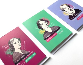 Brontë sisters set of 3 A6 greetings card/notecards with inspirational quotes - Anne, Emily Charlotte - Book lovers gift