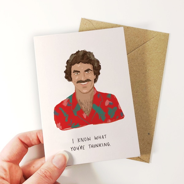 A6 card inspired by Tom Selleck | Magnum PI | Classic 80s tv show