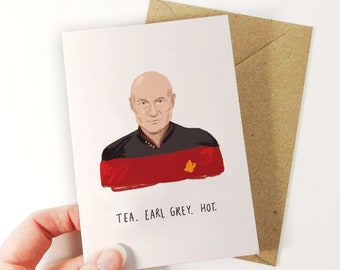 Scheda Hot Tea Earl Grey / Scheda fan Trek / Scheda fan Patrick Stewart / Scheda Trekky /