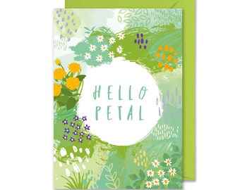 Hello Petal card | Floral card | Friend card | Pretty birthday card | Card for friend