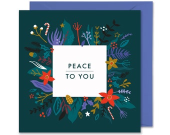 Midnight Christmas Peace to You | Christmas Card | Holiday Card | Christmas Florals