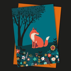 Red Fox floral A6 Blank Card | Birthday | Animal Birthday Card | Cute Animal Card