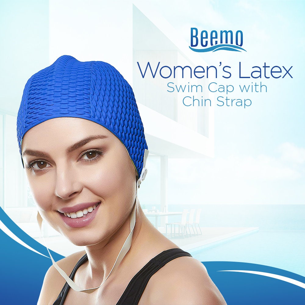 Beemo Swim Bathing Caps for Women or Girls Retro Style Latex Bubble
