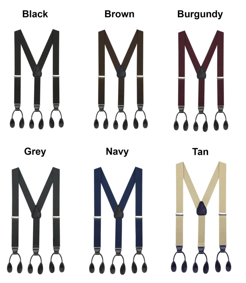 Holdem 1 3/8 Twill Elastic Suspenders for Men USA MADE, Genuine Leather