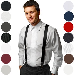 Hold'Em 100% Silk Suspenders for Men Clip End Dress Tuxedo Suspender Made in USA