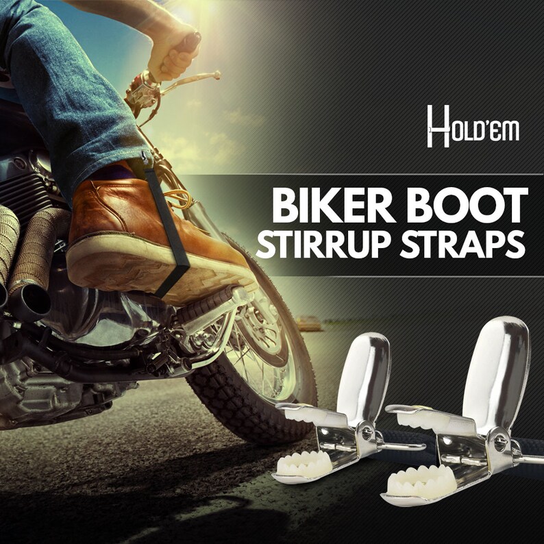 Holdem Biker Elastic Boot Stirrup Strap Motorcycle EXTRA STRONG CLIP