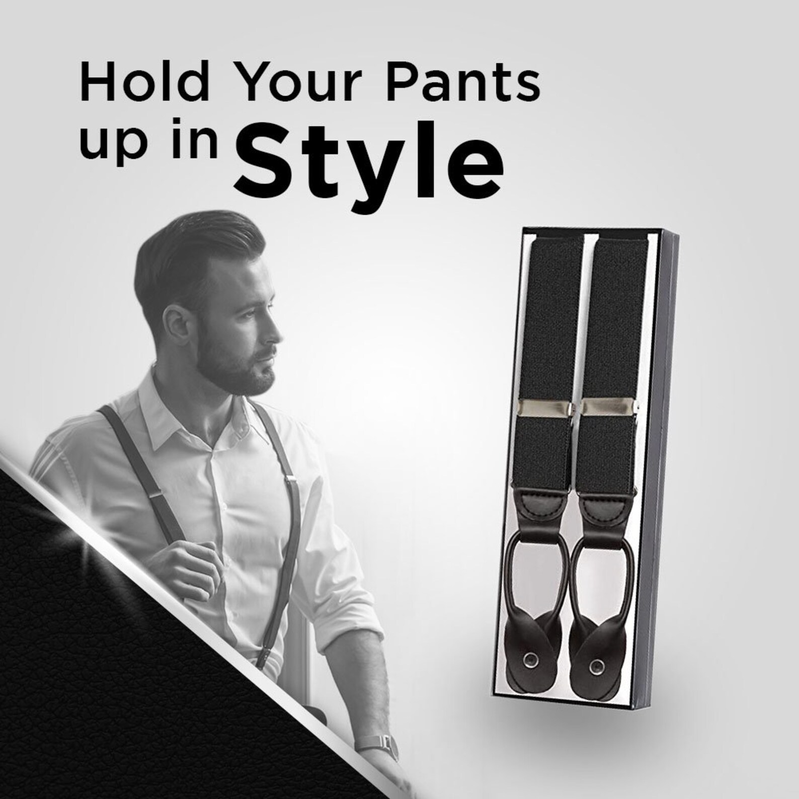 Holdem Tuxedo Suspender Men Genuine Leather Button End Etsy