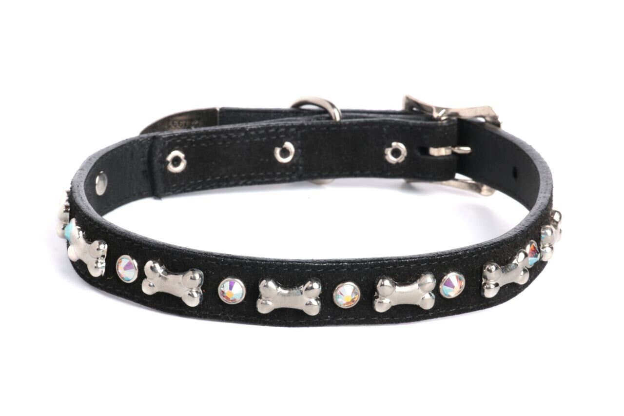 Dog Collar Italian Genuine Suede Leather With Swarovski - Etsy