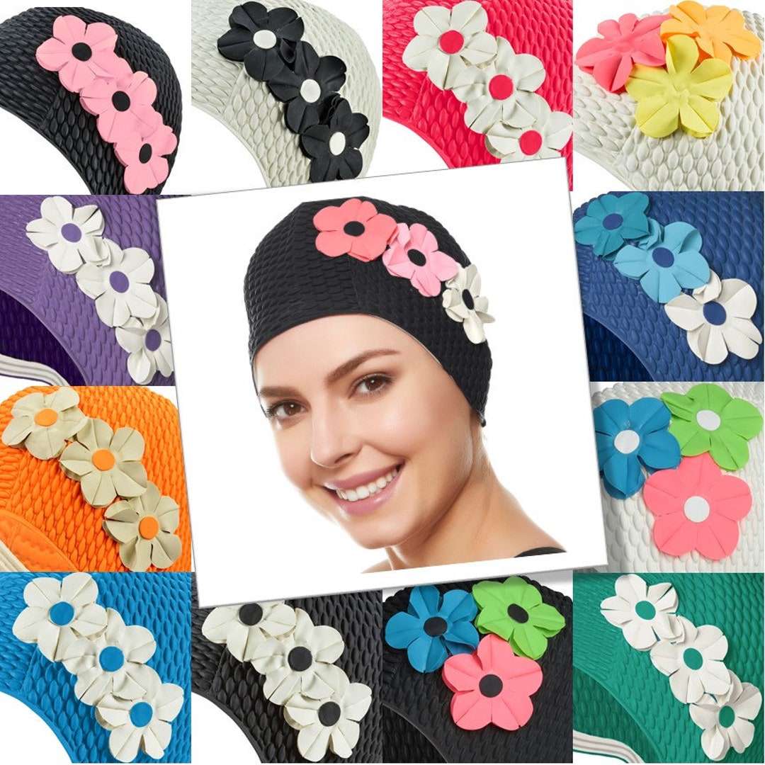 Ladies Swim Cap Turban Style Shower Bathing Waterproof Vintage Retro