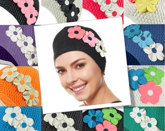 Ladies Swim Cap Turban Style Shower Bathing Waterproof Vintage Retro Headcovers