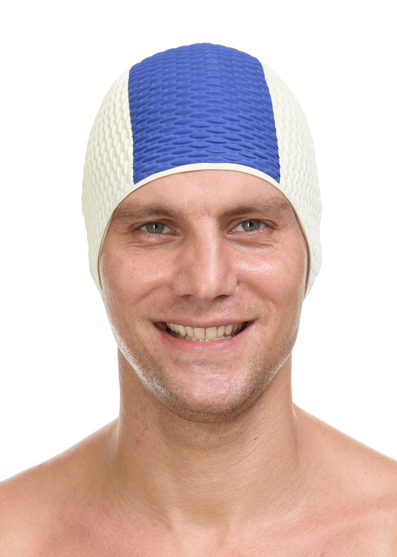 Beemo Swimming Caps for Men Twotone Color Bubble Crepe Latex Long Short Hair Swim Cap Etsy