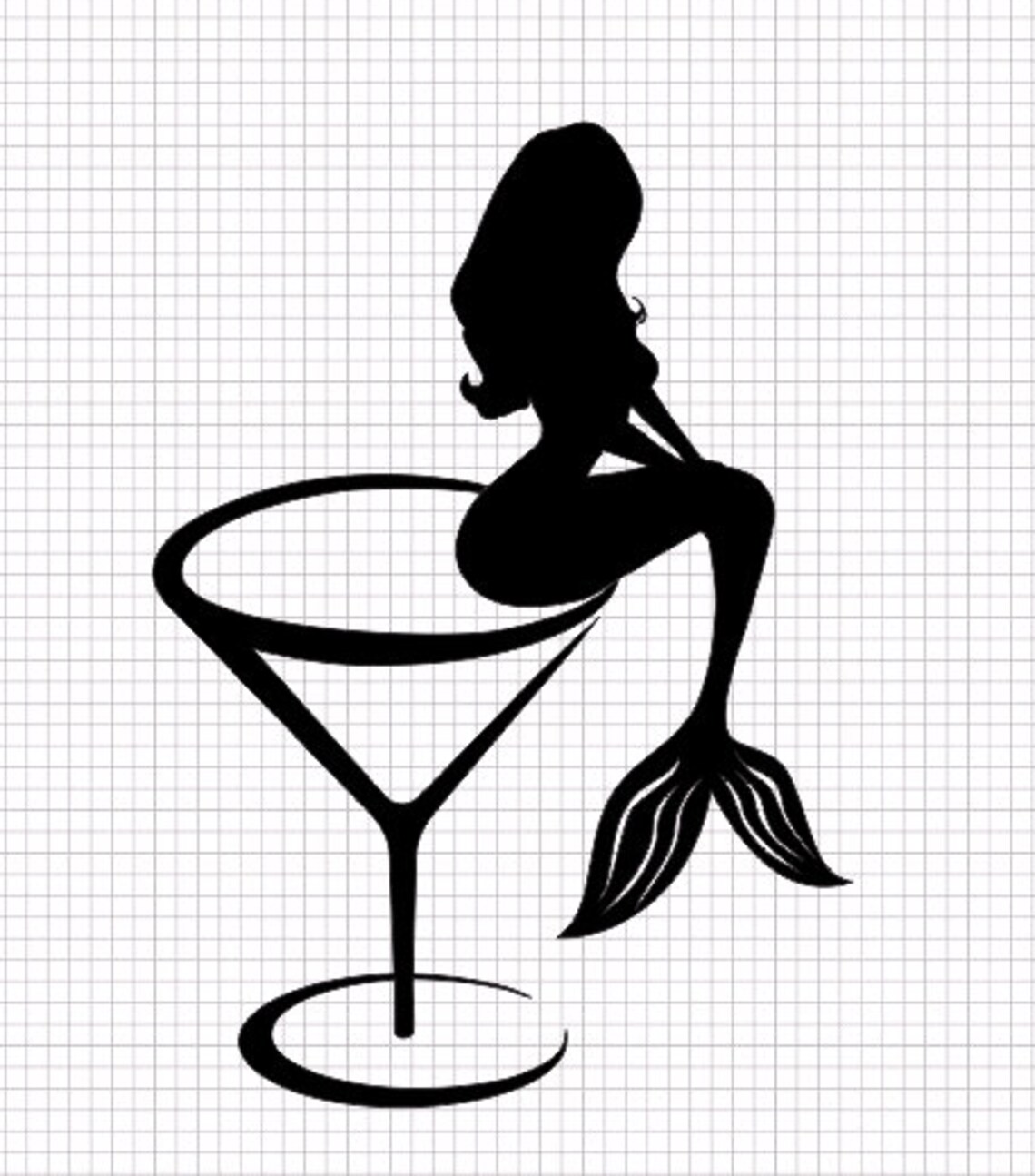 Beautiful Black Mermaid Svg Sitting on a Glass Martini Svg Etsy