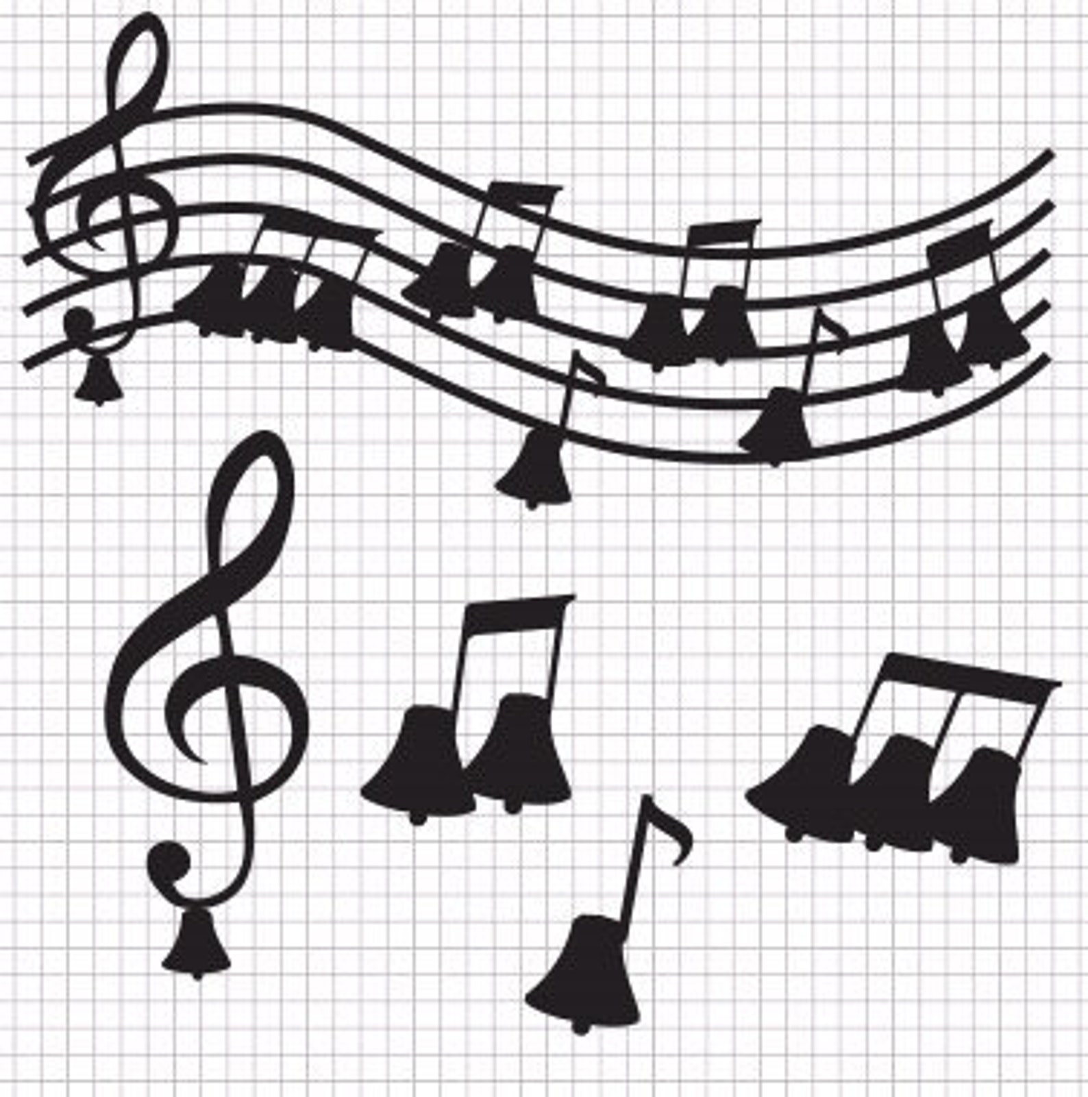 Sheet music svg Violin key svg Christmas note bells svg Etsy