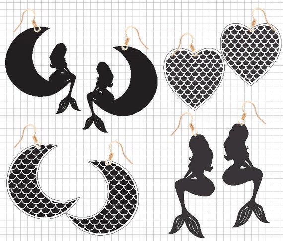 Download Earrings Mermaid Svg Scales Mermaid Moon In The Scales Etsy