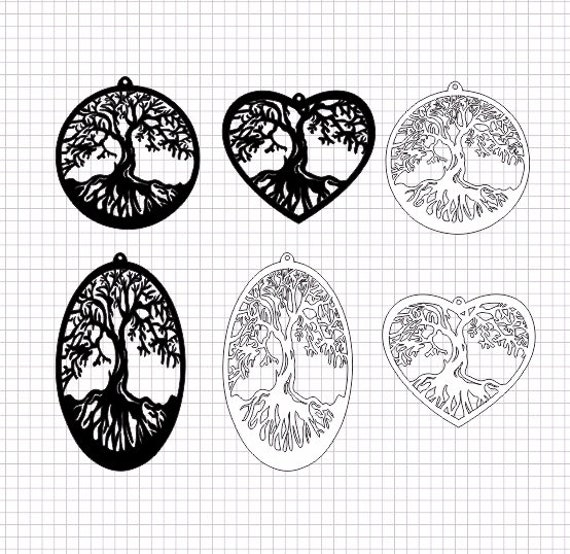 PNG included SVG Tree of life svg DXF files,Earrings,ellipse,circle, Pendant PNG included SVG Tree of life svg DXF files,Earrings,ellipse,circle, Pendant