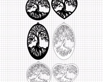 PNG included SVG Tree of life svg DXF files,Earrings,ellipse,circle, Pendant PNG included SVG Tree of life svg DXF files,Earrings,ellipse,circle, Pendant