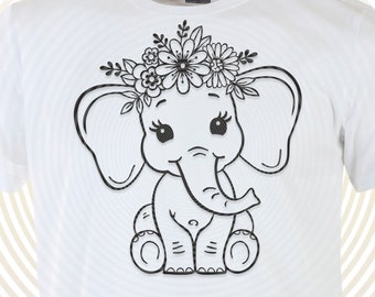 Download Elephant With Flower Etsy