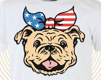 bulldog with bandana