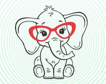 Elephant With Glasses Etsy