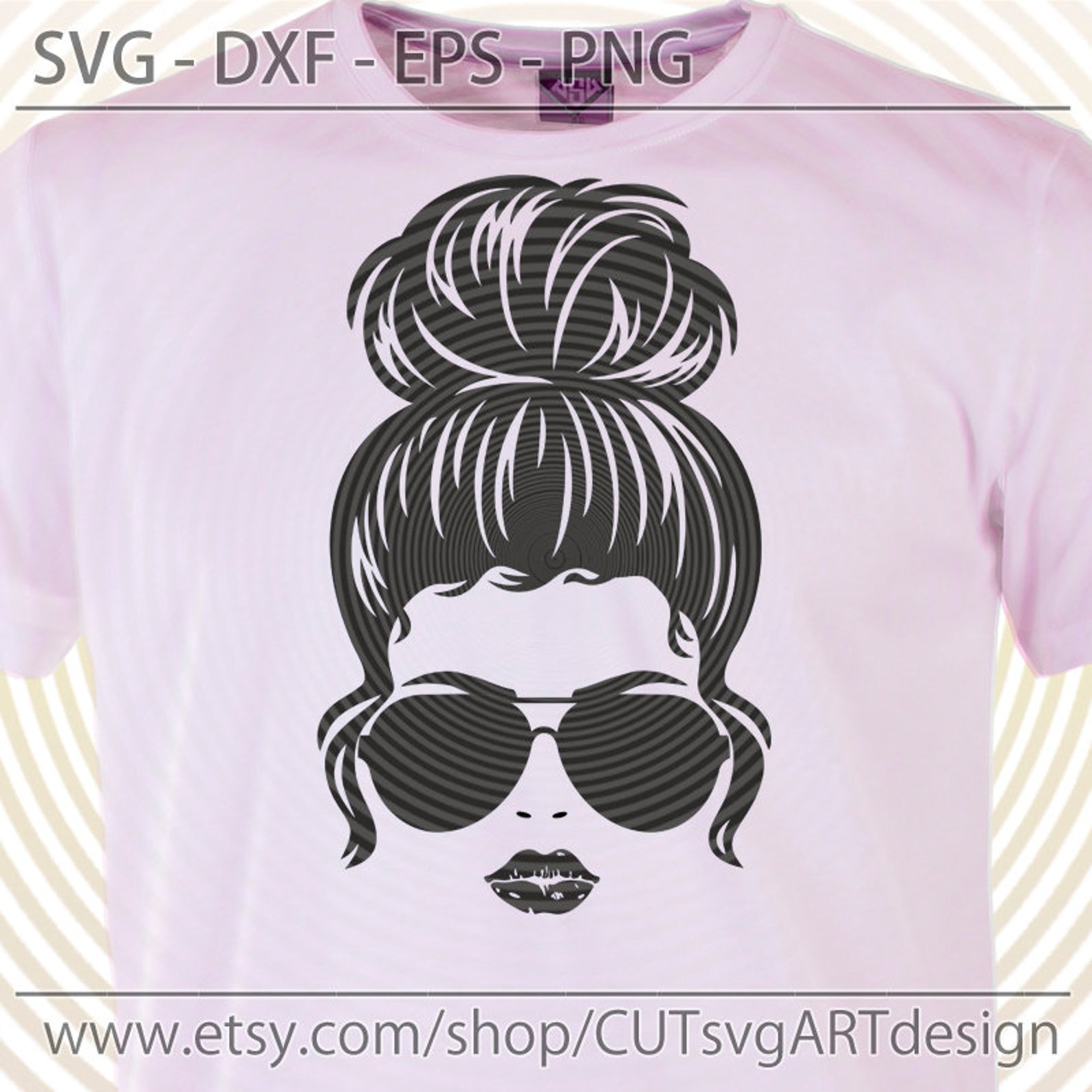 Messy Bun glasses svg two designs bundle Beauty girl lady | Etsy