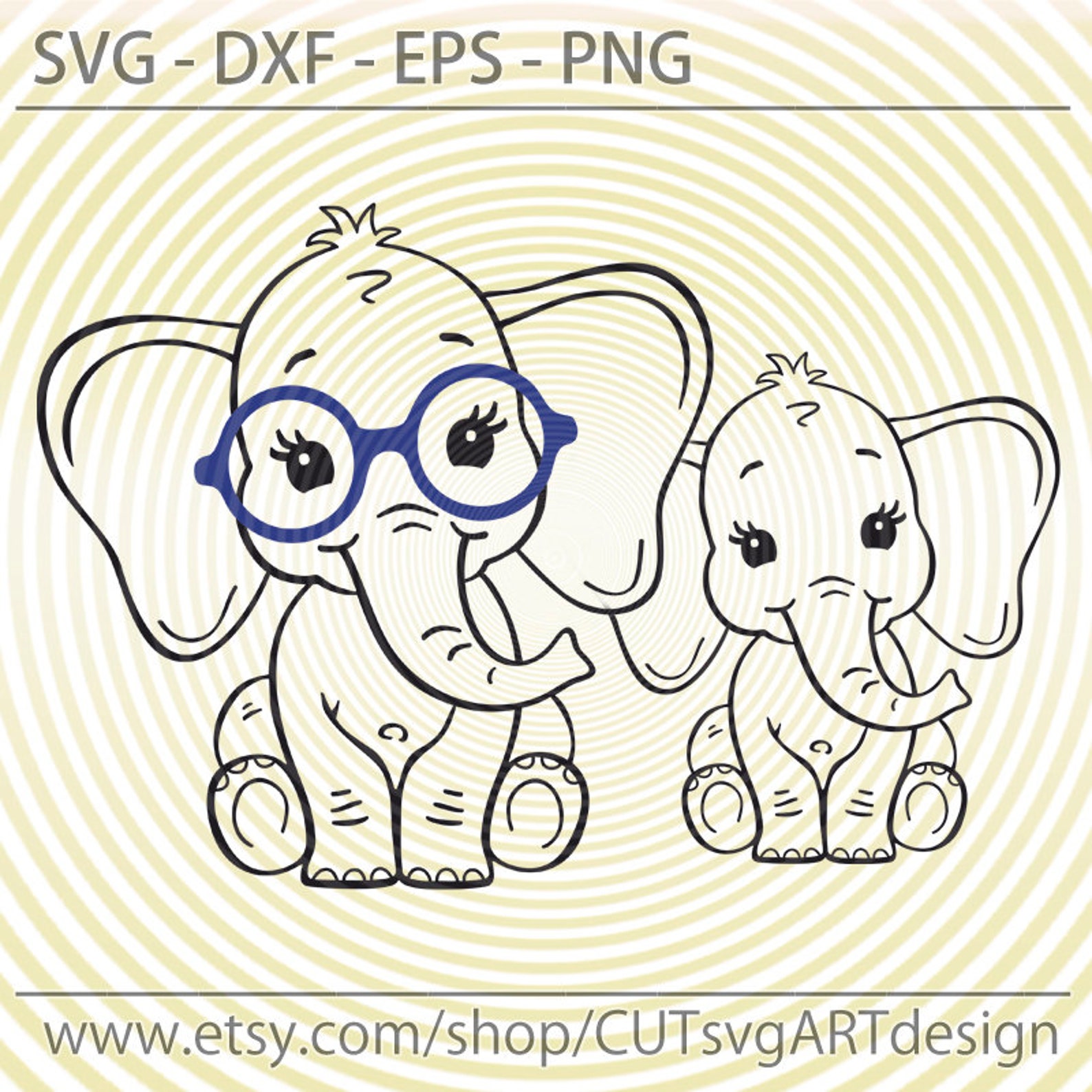 Baby Elephant SVG Elephant with nerd glasses svg Cute funny | Etsy