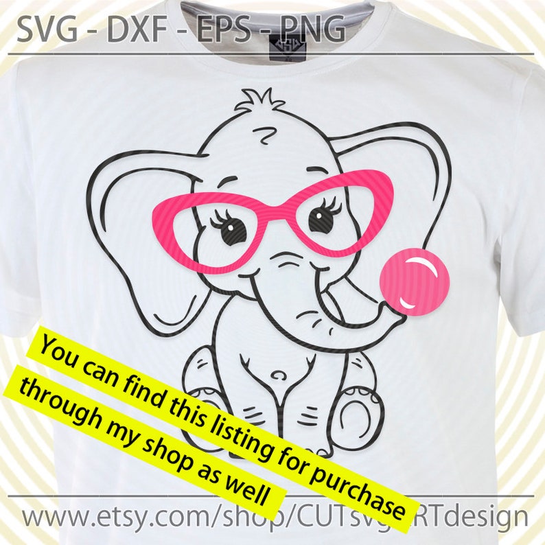 Elephant with glasses svg Cute baby elephant with bandana | Etsy