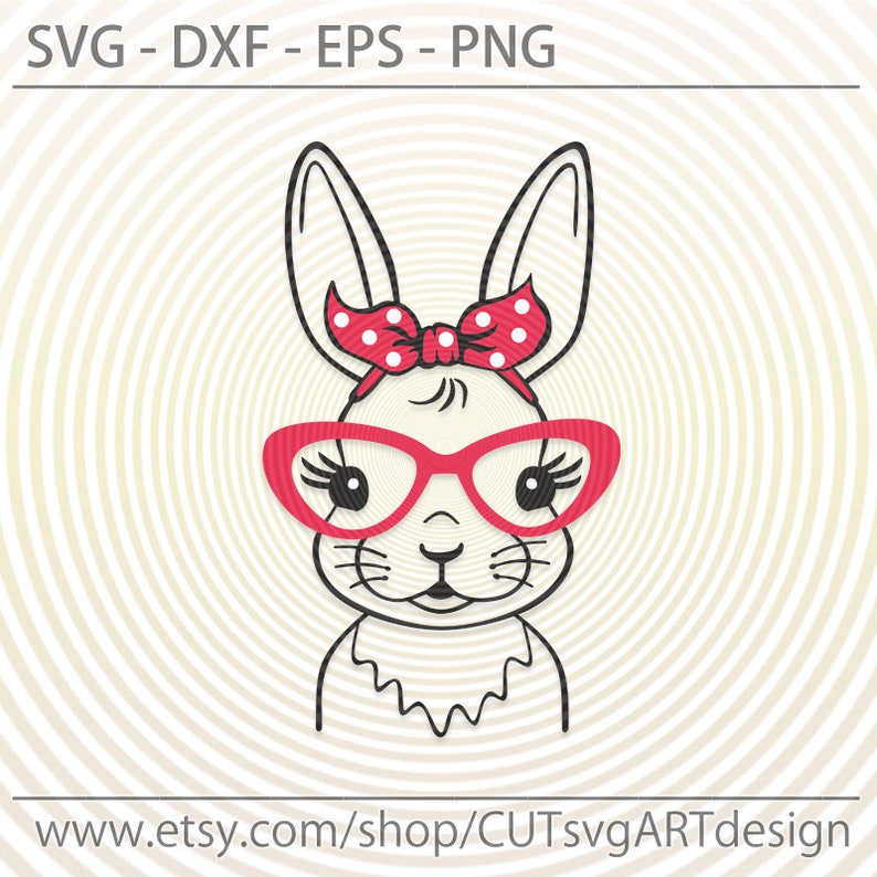 Rabbit with glasses svg Cute Easter bunny with bandana svg ...