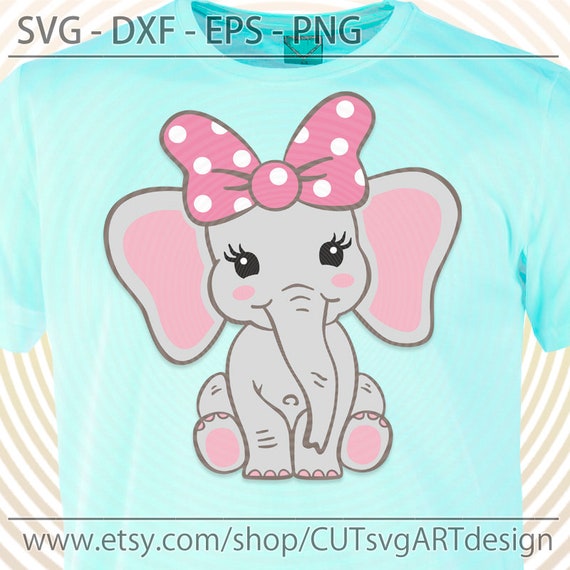 Download Cute Elephant Svg Baby Elephant Girl With Minnie Bow Svg Etsy