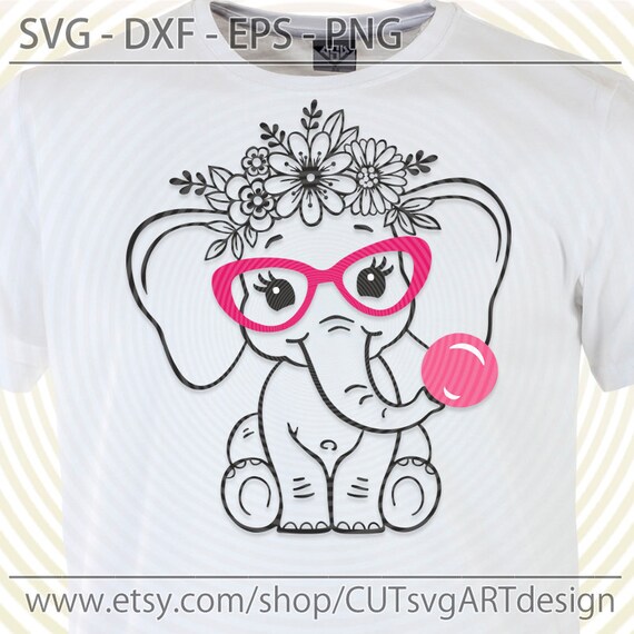 Download Cute elephant with flowers crown svg baby elephant with | Etsy