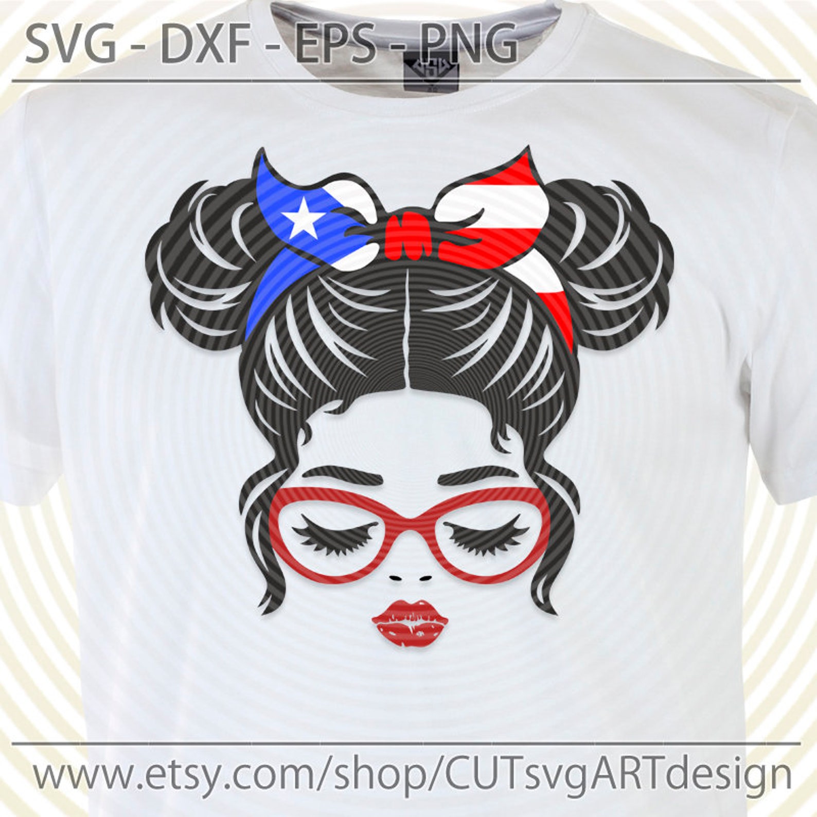 Puerto Rico Svg Png Puerto Rican woman & girl face cut file | Etsy