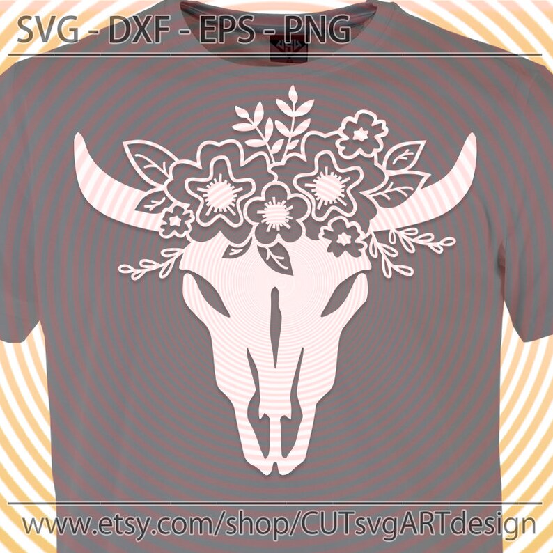 Download Cow Skull with Floral Flowers SVG Floral Bull Skull Svg ...