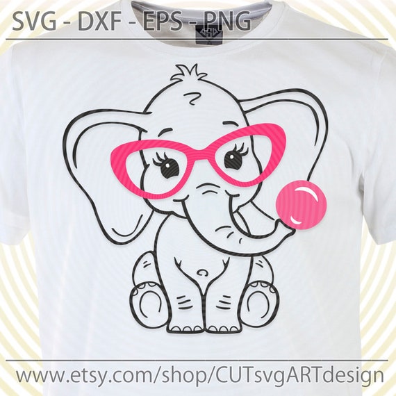 Download Elephant Blowing Bubble Gum Svg Cute Funny Elephant Face Glasses Svg Digital Cut File For Cricut Silhouette Vector Image Svg Dxf Eps Png