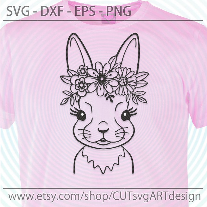 Rabbit with floral crown svg Easter bunny svg Digital | Etsy Rabbit with floral crown svg Easter bunny svg Digital | Etsy
