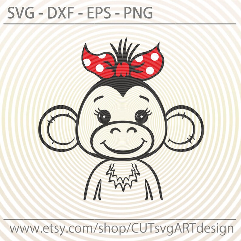 Download Cute monkey with bandana svg funny baby monkey with bow ...
